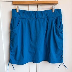 Columbia All Seasons Skort Womens Large Blue Ruched UPF 50 Active Hiking Skort